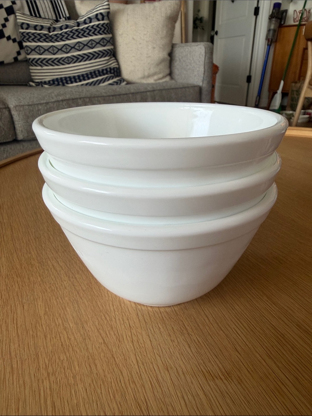 White Milk Glass Bowls - Set of 3